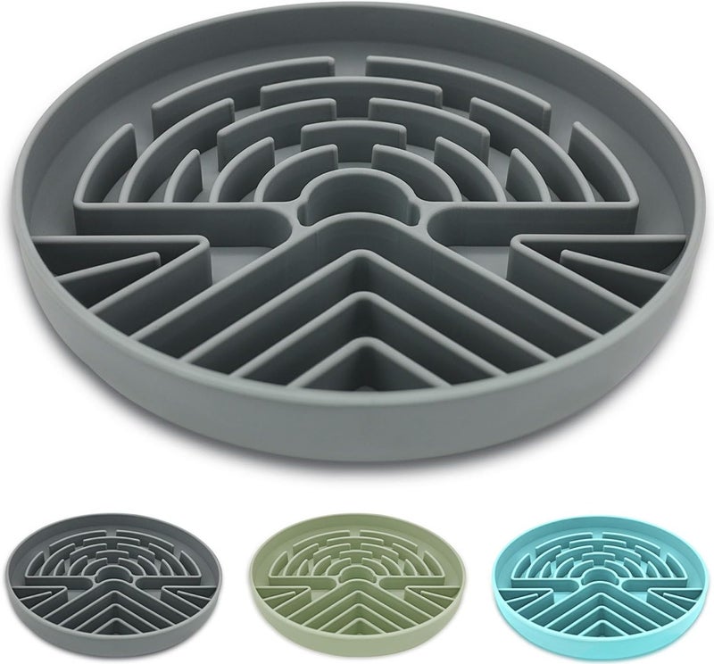 Lesipee Slow Feeder Dog Bowl for Large & Small Dogs, Anti Choking Puzzle Dog Food Bowl with Non-Slip Base, Interactive Pet Slow Eating Tool, Silicone Cat Feeding Mat for Puppies & Cats(Grey) - Image 1